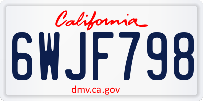 CA license plate 6WJF798