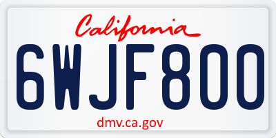 CA license plate 6WJF800