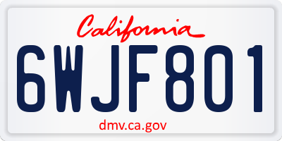 CA license plate 6WJF801
