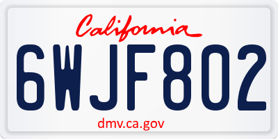 CA license plate 6WJF802