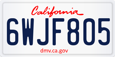 CA license plate 6WJF805