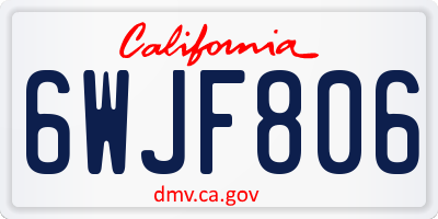 CA license plate 6WJF806