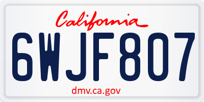 CA license plate 6WJF807