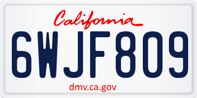 CA license plate 6WJF809
