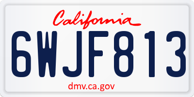 CA license plate 6WJF813