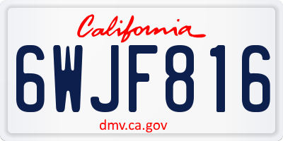 CA license plate 6WJF816