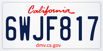 CA license plate 6WJF817