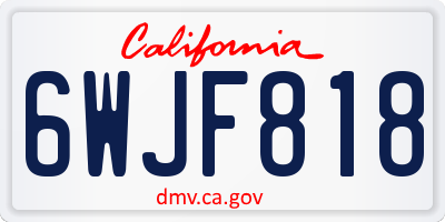 CA license plate 6WJF818