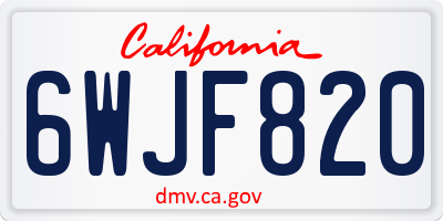 CA license plate 6WJF820
