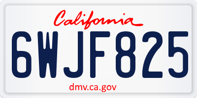 CA license plate 6WJF825