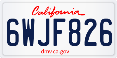 CA license plate 6WJF826