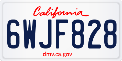CA license plate 6WJF828