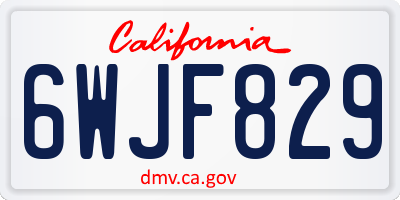 CA license plate 6WJF829