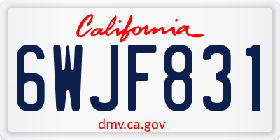 CA license plate 6WJF831