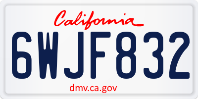 CA license plate 6WJF832