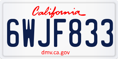 CA license plate 6WJF833