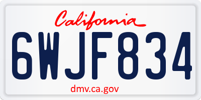 CA license plate 6WJF834