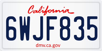CA license plate 6WJF835