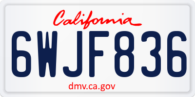 CA license plate 6WJF836
