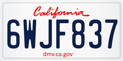 CA license plate 6WJF837