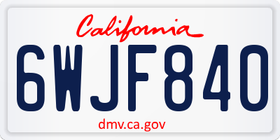 CA license plate 6WJF840