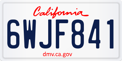 CA license plate 6WJF841