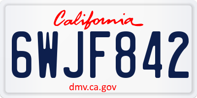 CA license plate 6WJF842