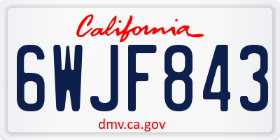 CA license plate 6WJF843