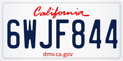 CA license plate 6WJF844