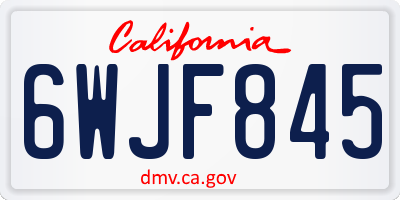 CA license plate 6WJF845