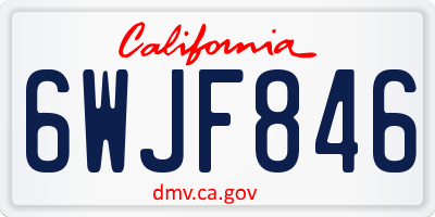 CA license plate 6WJF846