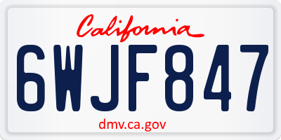 CA license plate 6WJF847