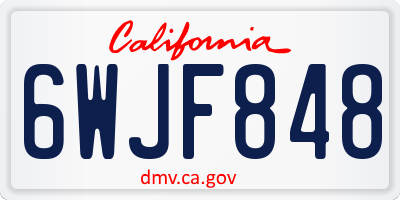 CA license plate 6WJF848