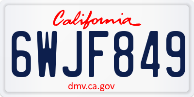CA license plate 6WJF849