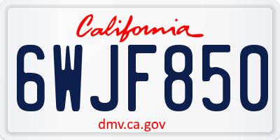 CA license plate 6WJF850