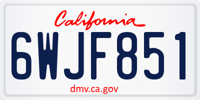 CA license plate 6WJF851