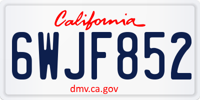 CA license plate 6WJF852