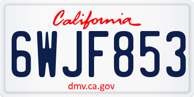 CA license plate 6WJF853