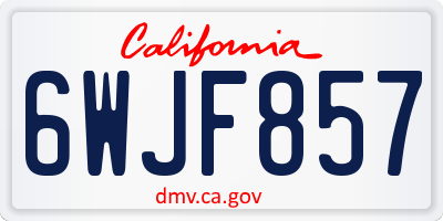 CA license plate 6WJF857