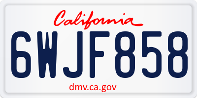 CA license plate 6WJF858