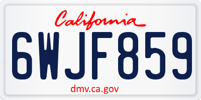 CA license plate 6WJF859
