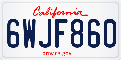 CA license plate 6WJF860