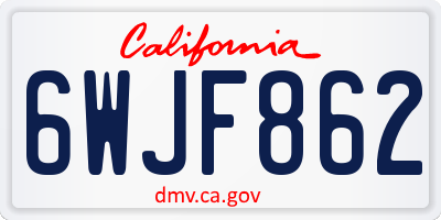 CA license plate 6WJF862
