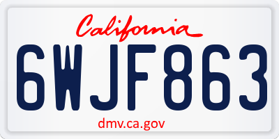 CA license plate 6WJF863