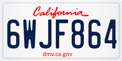 CA license plate 6WJF864