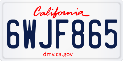 CA license plate 6WJF865