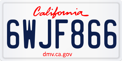 CA license plate 6WJF866