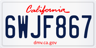 CA license plate 6WJF867