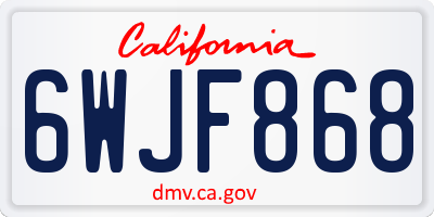 CA license plate 6WJF868