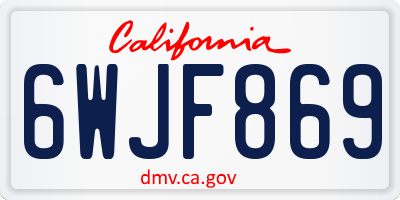 CA license plate 6WJF869